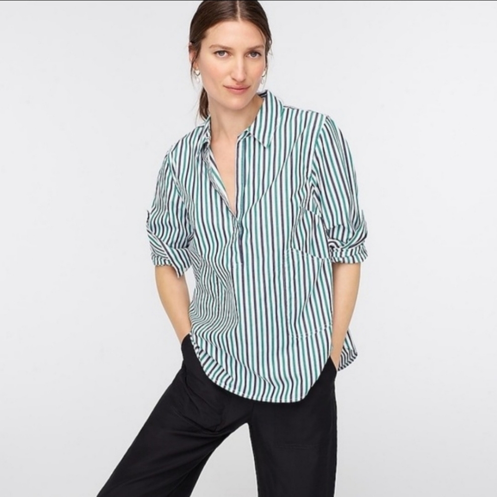 NWT J CREW * BOYFRIEND STRIPED BUTTON DOWN